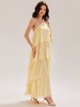 Backless Chiffon Tiered Maxi Dress – Yellow