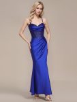 Back-Tie Satin Bodycon Formal Dress – Sapphire Blue