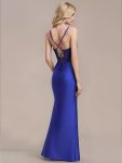 Back-Tie Satin Bodycon Formal Dress – Sapphire Blue