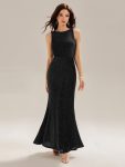 Backless Glitter Mermaid Maxi Dress - Black