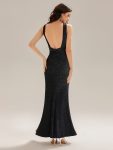 Backless Glitter Mermaid Maxi Dress – Black