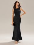 Backless Glitter Mermaid Maxi Dress – Black