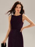 Backless Glitter Mermaid Maxi Dress – Dark Purple