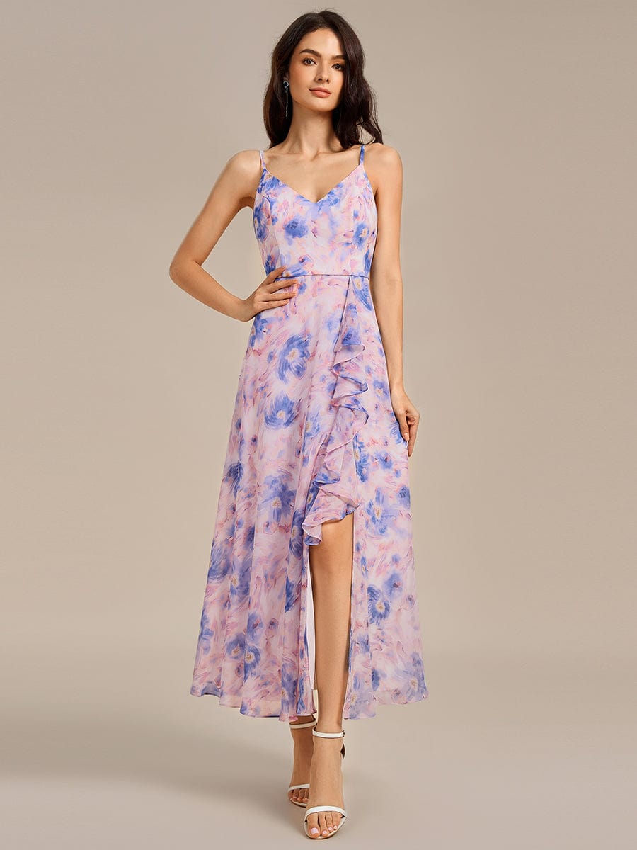 ever RUE|Ruffled Floral V-Neck A-line Maxi Side split Bridesmaid Dress - Azure Bream ever RUE|Ruffled Floral V-Neck A-line Maxi Side split Bridesmaid Dress - Azure Bream