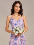 ever RUE|Ruffled Floral V-Neck A-line Maxi Side split Bridesmaid Dress – Azure Bream