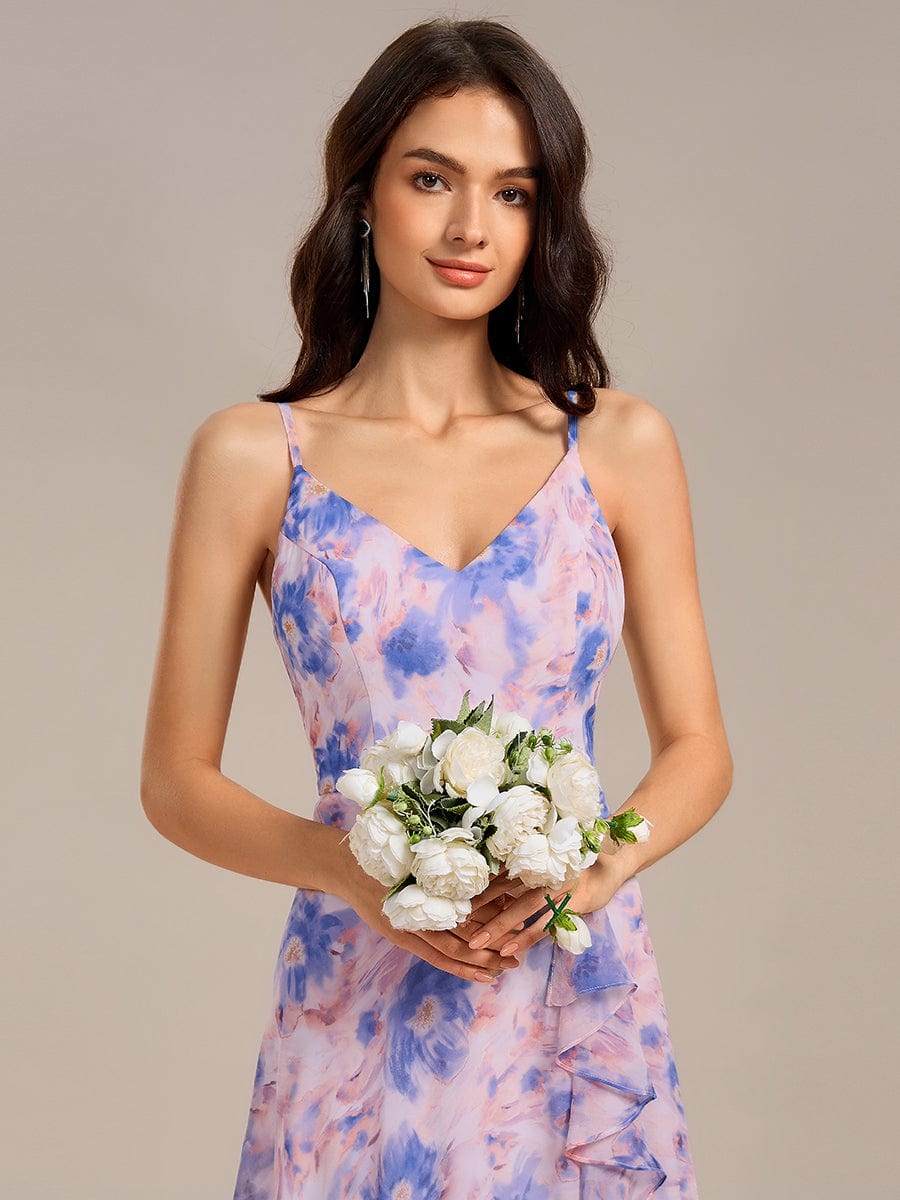 ever RUE|Ruffled Floral V-Neck A-line Maxi Side split Bridesmaid Dress - Azure Bream ever RUE|Ruffled Floral V-Neck A-line Maxi Side split Bridesmaid Dress - Azure Bream