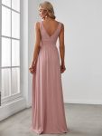 Chiffon High Slit Sleeveless V-Neck Empire Waist Formal Evening Dress – Dusty Rose