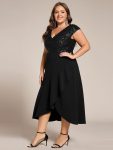 A-Line V-Neck Wedding Guest Dress – Black
