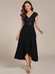 A-Line V-Neck Wedding Guest Dress – Black