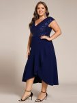 A-Line V-Neck Wedding Guest Dress – Navy Blue
