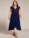 A-Line V-Neck Wedding Guest Dress – Navy Blue