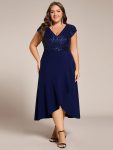 A-Line V-Neck Wedding Guest Dress – Navy Blue