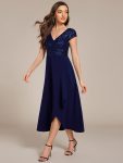 A-Line V-Neck Wedding Guest Dress – Navy Blue