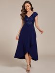 A-Line V-Neck Wedding Guest Dress – Navy Blue