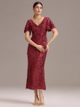Sequin Embroidery Mermaid Formal Dress – Burgundy