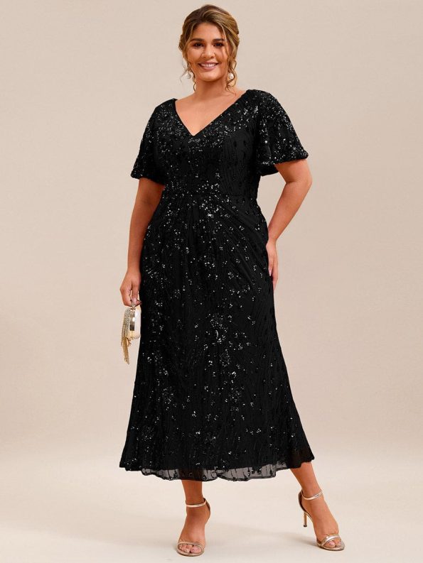 Sequin Embroidery Mermaid Formal Dress - Black