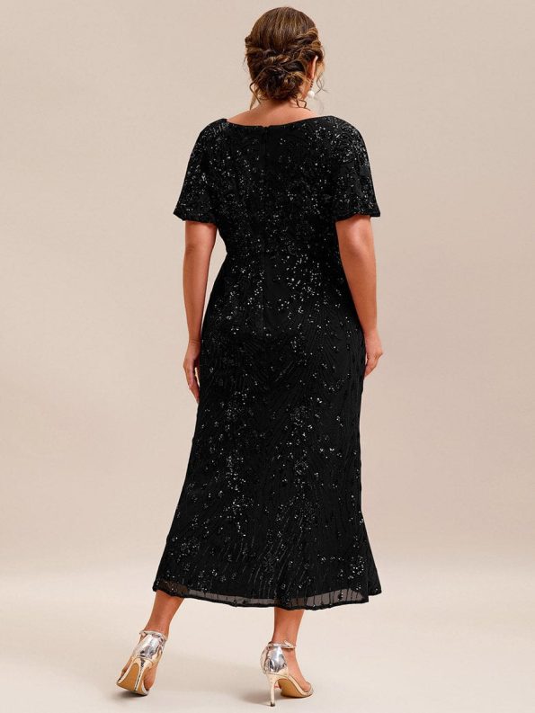 Sequin Embroidery Mermaid Formal Dress - Black
