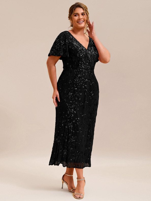 Sequin Embroidery Mermaid Formal Dress - Black