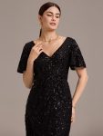 Sequin Embroidery Mermaid Formal Dress – Black