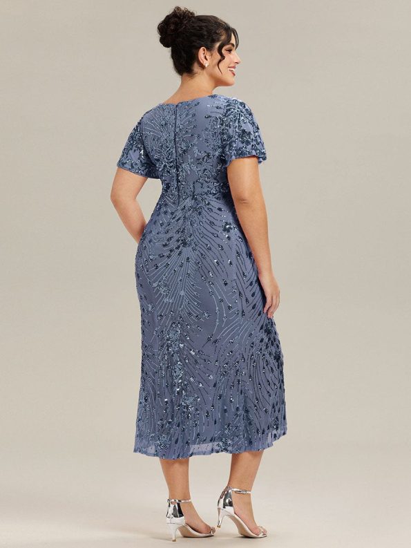 Sequin Embroidery Mermaid Formal Dress - Dusty Blue