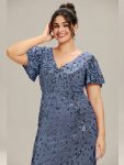 Sequin Embroidery Mermaid Formal Dress – Dusty Blue