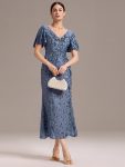 Sequin Embroidery Mermaid Formal Dress - Dusty Blue