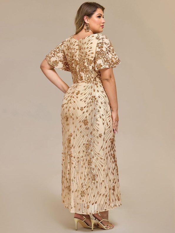 Sequin Embroidery Mermaid Formal Dress - Gold