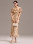 Sequin Embroidery Mermaid Formal Dress – Gold