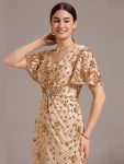 Sequin Embroidery Mermaid Formal Dress – Gold