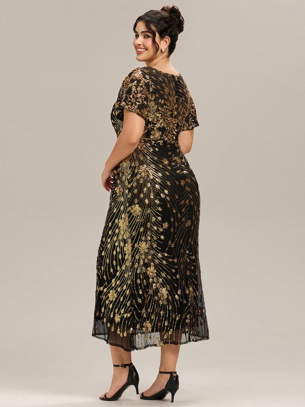 Sequin Embroidery Mermaid Formal Dress - Black & Gold