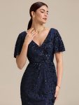Sequin Embroidery Mermaid Formal Dress – Navy Blue