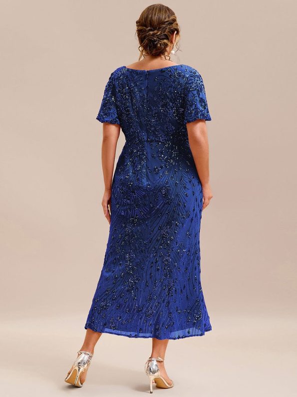 Sequin Embroidery Mermaid Formal Dress - Sapphire Blue