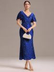 Sequin Embroidery Mermaid Formal Dress - Sapphire Blue