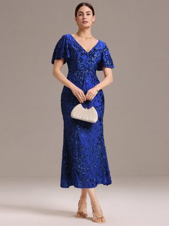 Sequin Embroidery Mermaid Formal Dress - Sapphire Blue