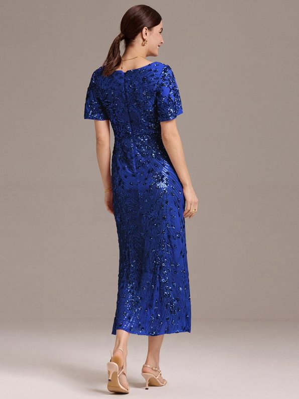 Sequin Embroidery Mermaid Formal Dress - Sapphire Blue