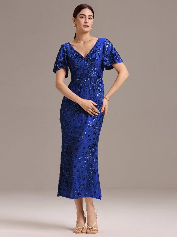 Sequin Embroidery Mermaid Formal Dress - Sapphire Blue