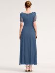 Chiffon A-Line Ruffle Sleeve Evening Dress – Dusty Blue