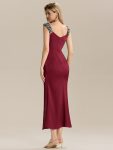 Satin High Slit Formal Maxi Dress – Burgundy