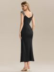 Satin High Slit Formal Maxi Dress – Black