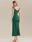 Satin High Slit Formal Maxi Dress – Dark Green