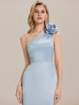 One Shoulder Knit Mermaid Evening Dress – Light Blue