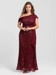 Bow Detail Sequin Drop Shoulder Sleeve Dress – Burgundy