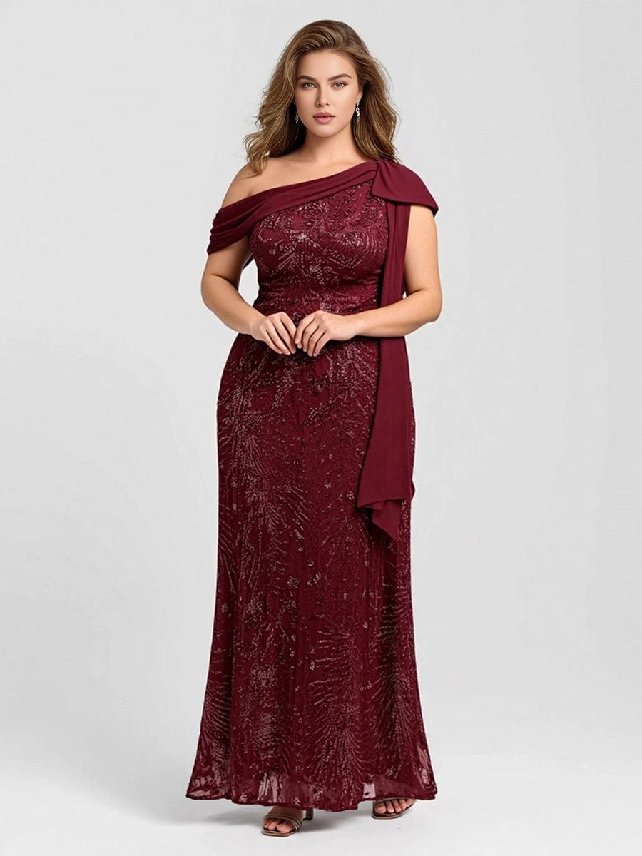 Bow Detail Sequin Drop Shoulder Sleeve Dress - Burgundy Bow Detail Sequin Drop Shoulder Sleeve Dress - Burgundy