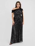 Bow Detail Sequin Drop Shoulder Sleeve Dress – Black