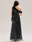 Bow Detail Sequin Drop Shoulder Sleeve Dress – Black