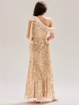 Bow Detail Sequin Drop Shoulder Sleeve Dress – Gold