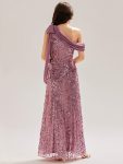 Bow Detail Sequin Drop Shoulder Sleeve Dress – Purple Orchid