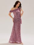 Bow Detail Sequin Drop Shoulder Sleeve Dress – Purple Orchid