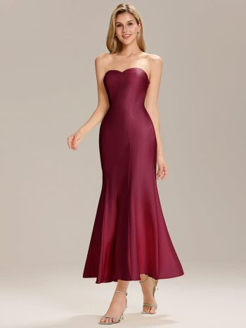 Knit Sleeveless Mermaid Wedding Guest Dress - Burgundy