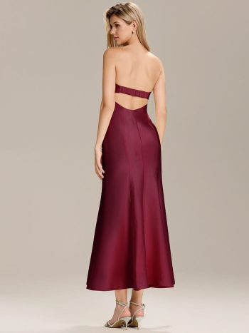 Knit Sleeveless Mermaid Wedding Guest Dress - Burgundy